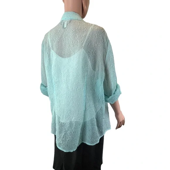 Evan-Picone Adjustable Sleeve Button Up, Mint |16 - Picture 14 of 16